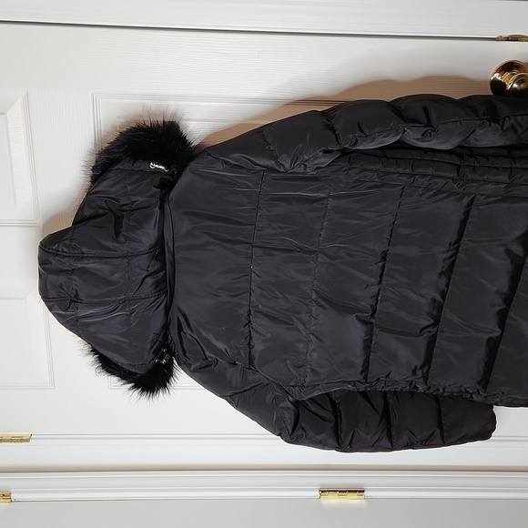 Michael Kors faux fur hooded down filled mid-length winter coat puffer black - Picture 14 of 14